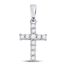 Load image into Gallery viewer, Radiant Faith: 14kt White Gold Diamond Cross Pendant  Side View 2 from Splendid Jewellery