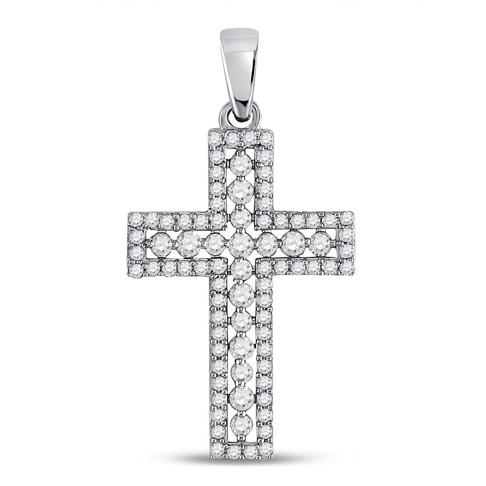 Radiant Faith: 14kt White Gold Diamond Cross Pendant - Splendid Jewellery