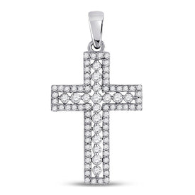 Radiant Faith: 14kt White Gold Diamond Cross Pendant - Splendid Jewellery