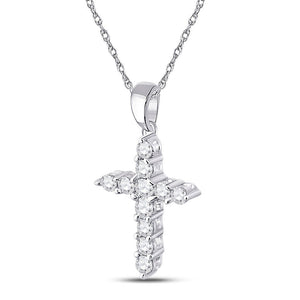 Radiant Faith: 14kt White Gold Diamond Cross Pendant - Splendid Jewellery