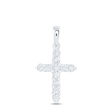 Load image into Gallery viewer, Radiant Faith: 14kt White Gold Diamond Cross Pendant  Top View from Splendid Jewellery