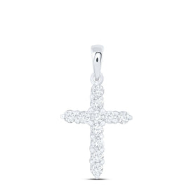 Radiant Faith: 14kt White Gold Diamond Cross Pendant  Top View from Splendid Jewellery