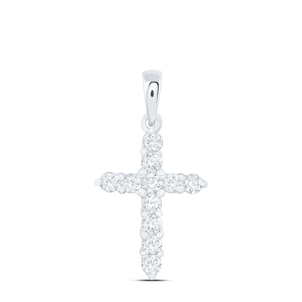 Radiant Faith: 14kt White Gold Diamond Cross Pendant - Splendid Jewellery