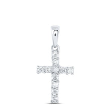 Load image into Gallery viewer, Radiant Faith: 14kt White Gold Diamond Cross Pendant  Top View from Splendid Jewellery