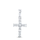 Radiant Faith: 14kt White Gold Diamond Cross Pendant  Top View from Splendid Jewellery