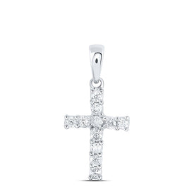 Radiant Faith: 14kt White Gold Diamond Cross Pendant  Top View from Splendid Jewellery