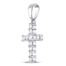 Load image into Gallery viewer, Radiant Faith: 14kt White Gold Diamond Cross Pendant  Side View from Splendid Jewellery