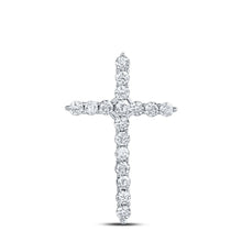 Load image into Gallery viewer, Radiant Faith: 14kt White Gold Womens Round Diamond Roman Cross Pendant 1/2 Cttw  Top View from Splendid Jewellery