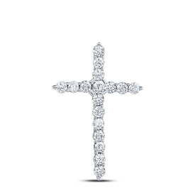 Radiant Faith: 14kt White Gold Womens Round Diamond Roman Cross Pendant 1/2 Cttw  Top View from Splendid Jewellery