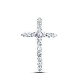 Radiant Faith: 14kt White Gold Womens Round Diamond Roman Cross Pendant 1/2 Cttw - Splendid Jewellery