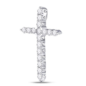 Radiant Faith: 14kt White Gold Womens Round Diamond Roman Cross Pendant 1/2 Cttw - Splendid Jewellery