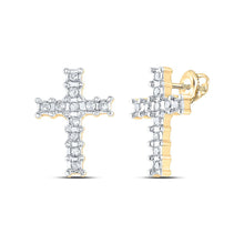 Load image into Gallery viewer, Radiant Faith 14kt Yellow Gold Diamond Cross Earrings - Splendid Jewellery