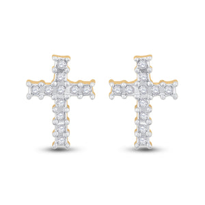 Radiant Faith 14kt Yellow Gold Diamond Cross Earrings - Splendid Jewellery