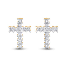 Load image into Gallery viewer, Radiant Faith 14kt Yellow Gold Diamond Cross Earrings - Splendid Jewellery