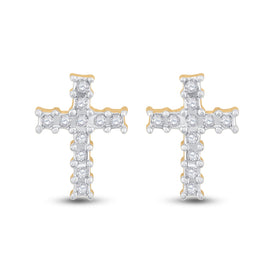 Radiant Faith 14kt Yellow Gold Diamond Cross Earrings - Splendid Jewellery