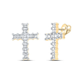 Radiant Faith 14kt Yellow Gold Diamond Cross Earrings  Top View from Splendid Jewellery