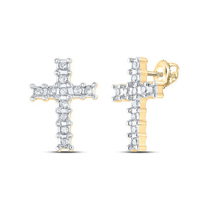 Radiant Faith 14kt Yellow Gold Diamond Cross Earrings - Splendid Jewellery