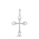 Radiant Faith Diamond Cross Pendant - 10kt White Gold Womens Round Diamond Cross Pendant 1/20 Cttw - Splendid Jewellery