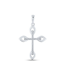 Load image into Gallery viewer, Radiant Faith Diamond Cross Pendant - 10kt White Gold Womens Round Diamond Cross Pendant 1/20 Cttw - Splendid Jewellery