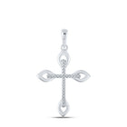 Radiant Faith Diamond Cross Pendant - 10kt White Gold Womens Round Diamond Cross Pendant 1/20 Cttw - Splendid Jewellery