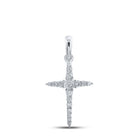 Radiant Faith Diamond Cross Pendant | 10kt White Gold Womens Round Diamond Cross Pendant 1/6 Cttw - Splendid Jewellery