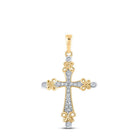 Radiant Faith Diamond Cross Pendant | 10kt Yellow Gold Womens Round Diamond Cross Pendant 1/10 Cttw | Splendid Jewellery - Splendid Jewellery