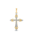 Radiant Faith Diamond Cross Pendant | 10kt Yellow Gold Womens Round Diamond Cross Pendant 1/10 Cttw | Splendid Jewellery - Splendid Jewellery