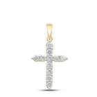 Radiant Faith Diamond Cross Pendant | 10kt Yellow Gold Womens Round Diamond Cross Pendant 1/2 Cttw | Splendid Jewellery - Splendid Jewellery