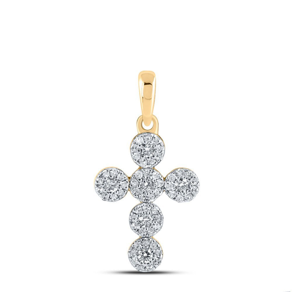 Radiant Faith Diamond Cross Pendant | 10kt Yellow Gold Womens Round Diamond Cross Pendant 1/4 Cttw | Splendid Jewellery - Splendid Jewellery