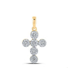 Radiant Faith Diamond Cross Pendant | 10kt Yellow Gold Womens Round Diamond Cross Pendant 1/4 Cttw | Splendid Jewellery - Splendid Jewellery