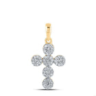 Radiant Faith Diamond Cross Pendant | 10kt Yellow Gold Womens Round Diamond Cross Pendant 1/4 Cttw | Splendid Jewellery - Splendid Jewellery
