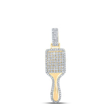 Load image into Gallery viewer, Radiant Glamour: 10kt Yellow Gold Womens Round Diamond Hair Brush Fashion Pendant 3/8 Cttw - Splendid Jewellery