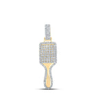Radiant Glamour: 10kt Yellow Gold Womens Round Diamond Hair Brush Fashion Pendant 3/8 Cttw - Splendid Jewellery