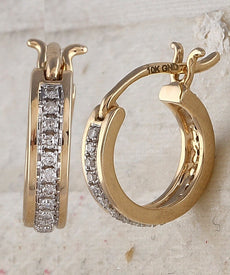 Radiant Glow 10kt Yellow Gold Diamond Hoop Earrings - Splendid Jewellery