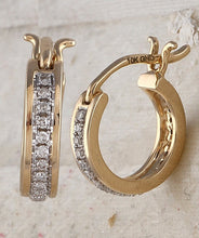 Load image into Gallery viewer, Radiant Glow 10kt Yellow Gold Diamond Hoop Earrings product Side View from Splendid Jewellery