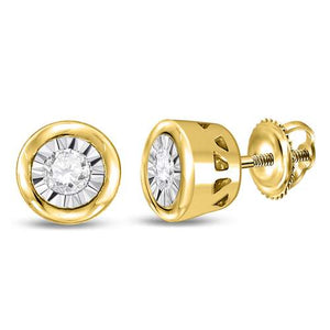 Radiant Glow 10kt Yellow Gold Diamond Illusion Solitaire Earrings - Splendid Jewellery