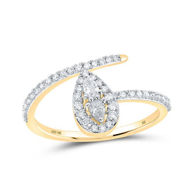 Radiant Glow: 10kt Yellow Gold Womens Pear Diamond Band Ring 3/8 Cttw - Splendid Jewellery