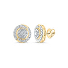 Radiant Glow 10kt Yellow Gold Womens Round Diamond Cluster Earrings - Splendid Jewellery