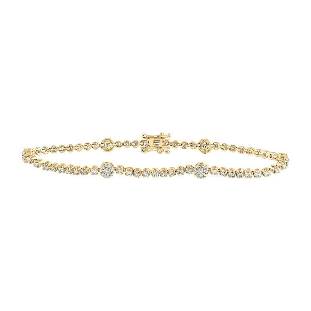 Radiant Glow: 10kt Yellow Gold Women's Round Diamond Fashion Bracelet 1 - 3/8 Cttw - Splendid Jewellery