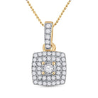 Radiant Glow: 10kt Yellow Gold Womens Round Diamond Square Pendant 1/4 Cttw - Splendid Jewellery