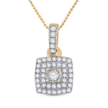 Load image into Gallery viewer, Radiant Glow: 10kt Yellow Gold Womens Round Diamond Square Pendant 1/4 Cttw - Splendid Jewellery