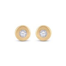 Load image into Gallery viewer, Radiant Glow: 14kt Yellow Gold Diamond Solitaire Earrings  Top View from Splendid Jewellery