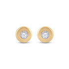 Radiant Glow: 14kt Yellow Gold Diamond Solitaire Earrings  Top View from Splendid Jewellery