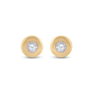 Radiant Glow: 14kt Yellow Gold Diamond Solitaire Earrings - Splendid Jewellery