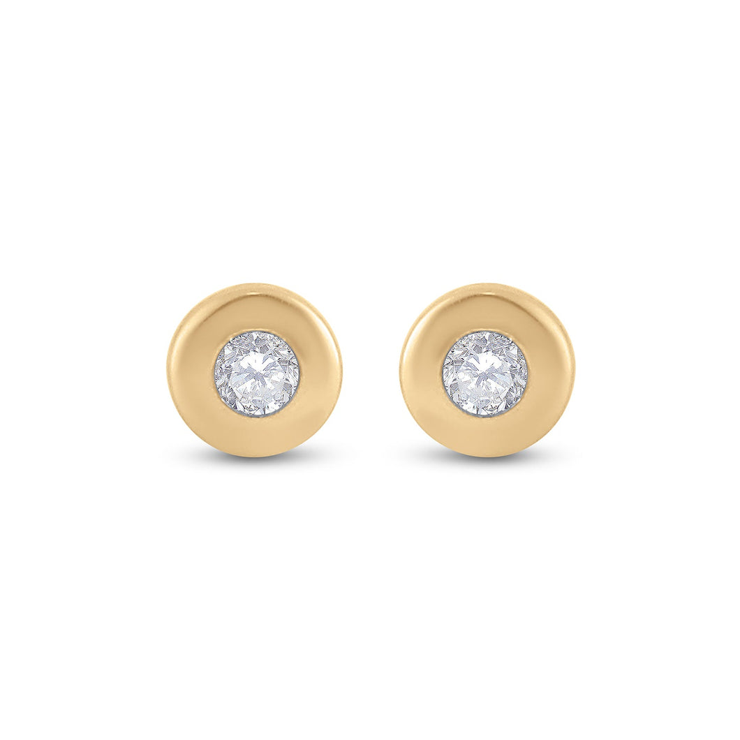 Radiant Glow: 14kt Yellow Gold Diamond Solitaire Earrings - Splendid Jewellery