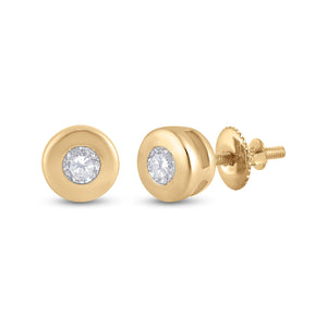 Radiant Glow: 14kt Yellow Gold Diamond Solitaire Earrings - Splendid Jewellery