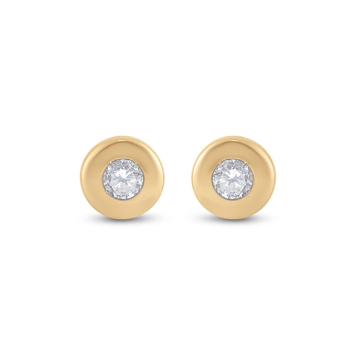 Radiant Glow: 14kt Yellow Gold Diamond Solitaire Earrings - Splendid Jewellery