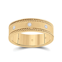 Load image into Gallery viewer, Radiant Glow 14kt Yellow Gold Men&#39;s Diamond Wedding Rope Band Ring 1/4 Cttw - Top View