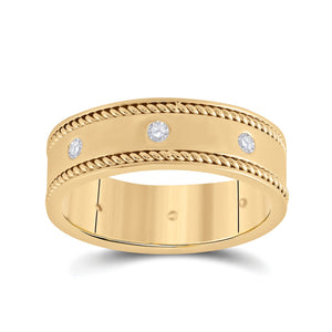 Radiant Glow 14kt Yellow Gold Men's Diamond Wedding Rope Band Ring 1/4 Cttw | Exquisite Wedding Collection - Splendid Jewellery