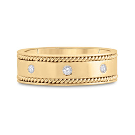 Radiant Glow 14kt Yellow Gold Men's Diamond Wedding Rope Band Ring 1/4 Cttw - Second Side View